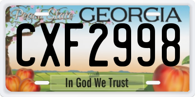 GA license plate CXF2998