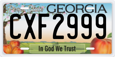 GA license plate CXF2999