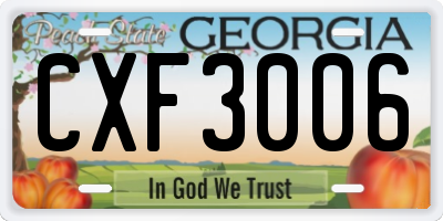 GA license plate CXF3006