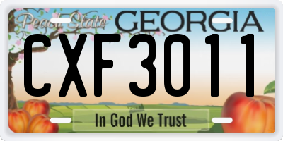 GA license plate CXF3011