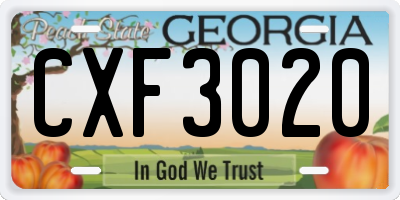 GA license plate CXF3020