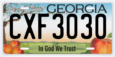 GA license plate CXF3030