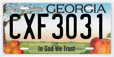 GA license plate CXF3031