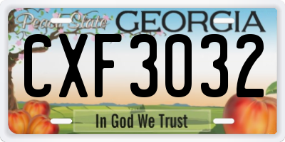 GA license plate CXF3032