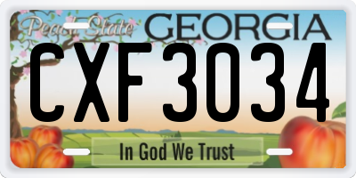 GA license plate CXF3034