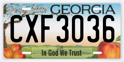 GA license plate CXF3036