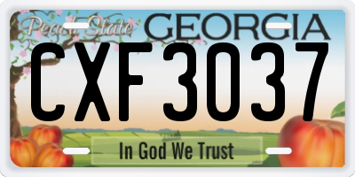 GA license plate CXF3037