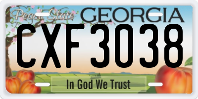 GA license plate CXF3038