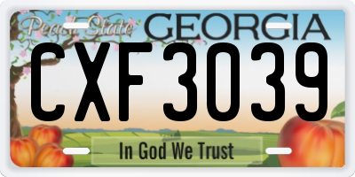 GA license plate CXF3039