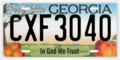 GA license plate CXF3040