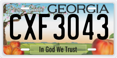 GA license plate CXF3043