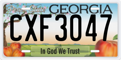 GA license plate CXF3047