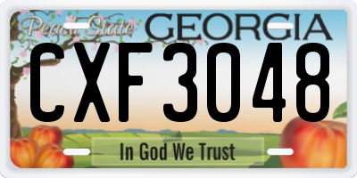 GA license plate CXF3048
