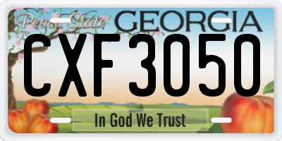 GA license plate CXF3050
