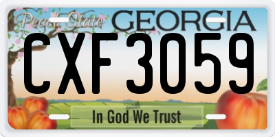 GA license plate CXF3059