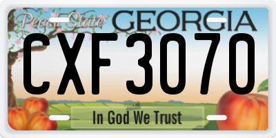 GA license plate CXF3070