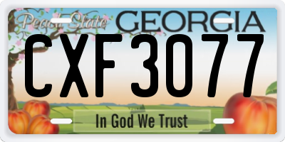 GA license plate CXF3077