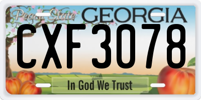 GA license plate CXF3078