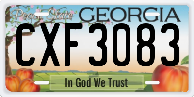 GA license plate CXF3083