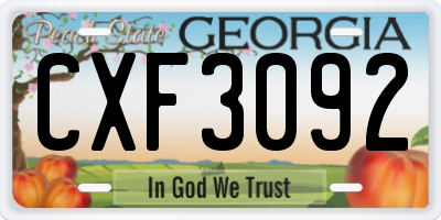 GA license plate CXF3092