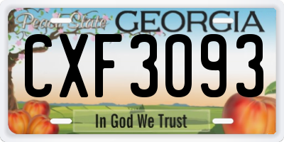 GA license plate CXF3093