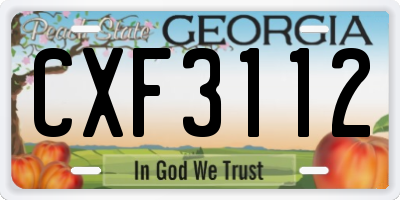 GA license plate CXF3112