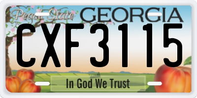 GA license plate CXF3115