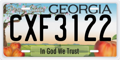 GA license plate CXF3122