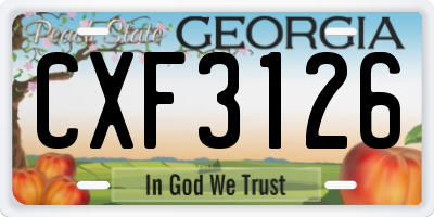 GA license plate CXF3126