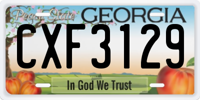 GA license plate CXF3129