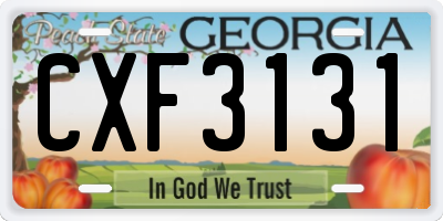 GA license plate CXF3131