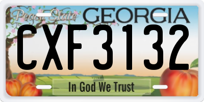 GA license plate CXF3132