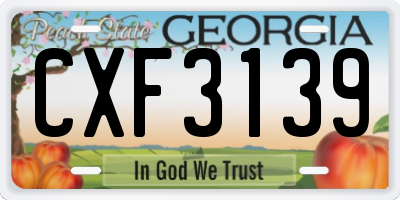 GA license plate CXF3139