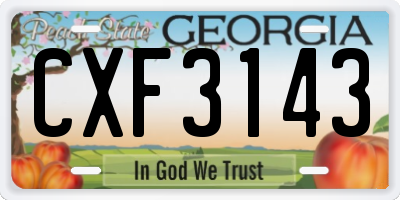 GA license plate CXF3143