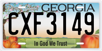 GA license plate CXF3149