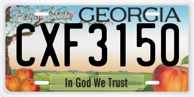 GA license plate CXF3150