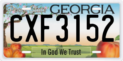 GA license plate CXF3152