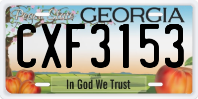 GA license plate CXF3153