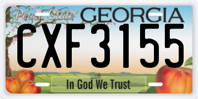 GA license plate CXF3155