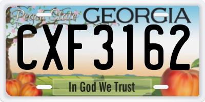 GA license plate CXF3162