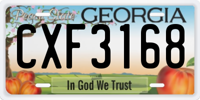 GA license plate CXF3168