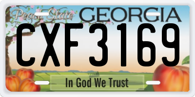 GA license plate CXF3169