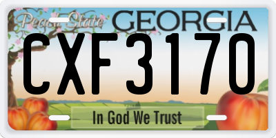 GA license plate CXF3170