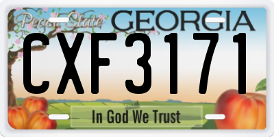 GA license plate CXF3171