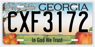 GA license plate CXF3172
