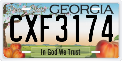 GA license plate CXF3174