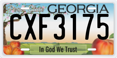GA license plate CXF3175
