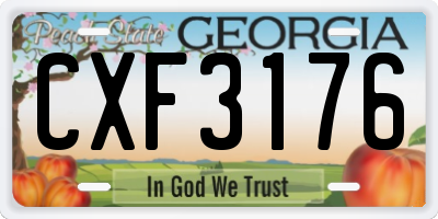 GA license plate CXF3176