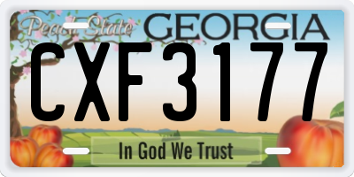 GA license plate CXF3177