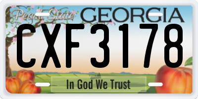 GA license plate CXF3178